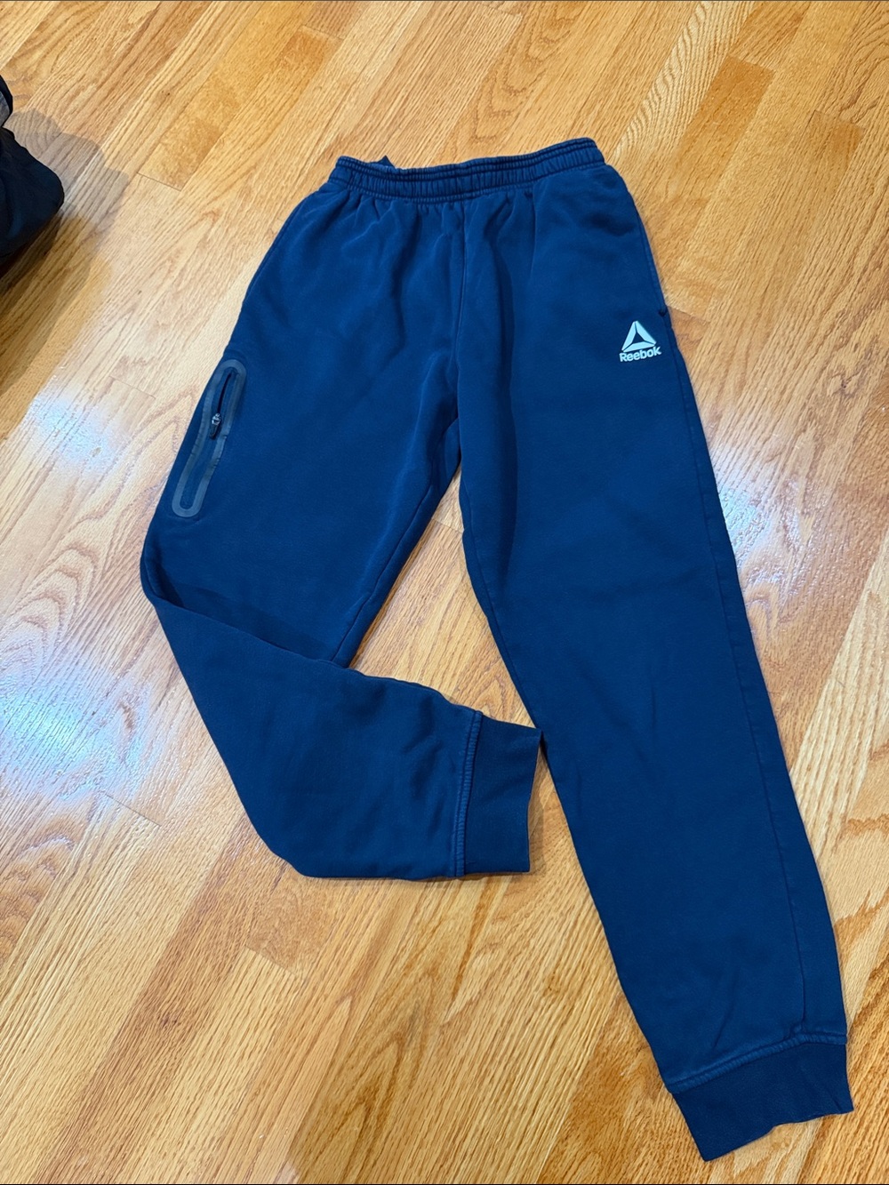 Reebok Navy Blue Kids Fleece Joggers with Zipper Pocket